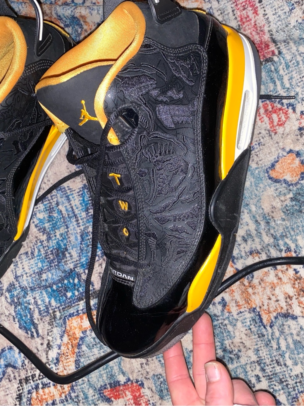 Jordan Men’s Black and Yellow Retro Sneakers